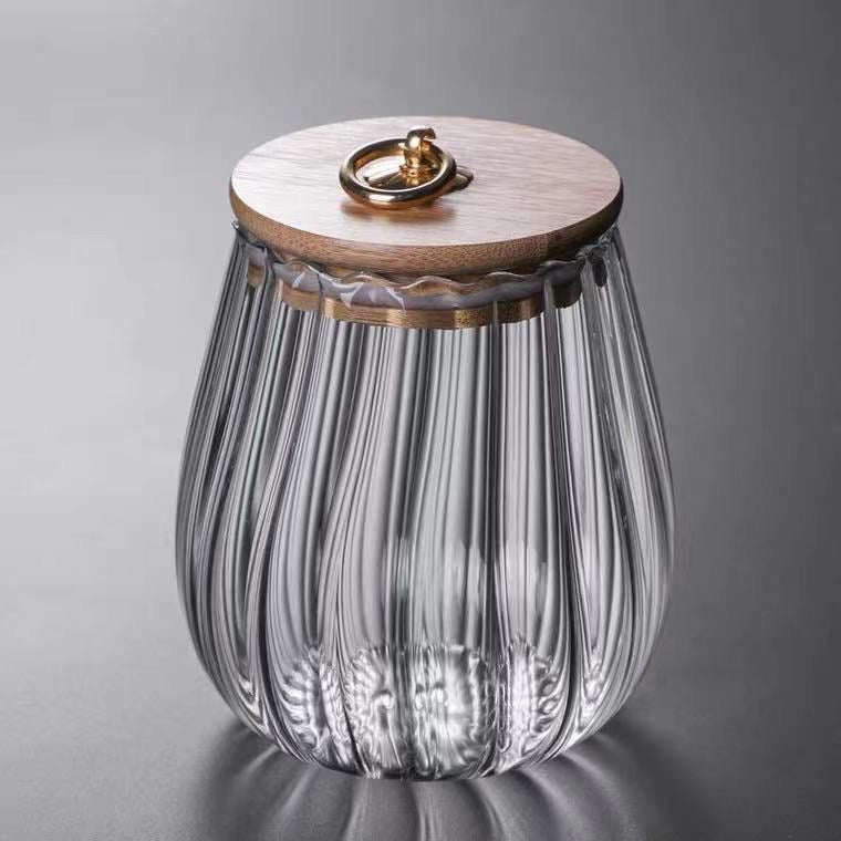 Round Seasoning Spice Pot With Wood Lid, Transparent Glass Seasoning Pot, Multipurpose Glass Storage Container Round Seasoning Spice Pot With Wood Lid, Transparent Glass Seasoning Pot, Multipurpose Glass Storage Container